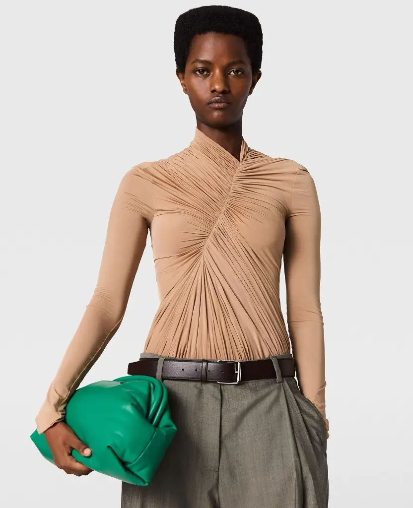 Draped Jersey Crêpe Bodysuit