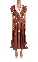 Polka Dot Printed Silk Twill Collared Dress With Belt