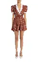 Polka Dot Print Silk Twill Collared Mini Dress With Belt