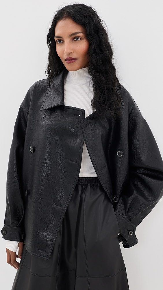 Vitellino Double Breasted Faux Leather Jacket