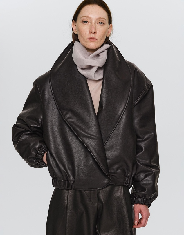 Eleni Faux Leather Bomber Jacket