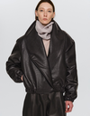 Eleni Faux Leather Bomber Jacket