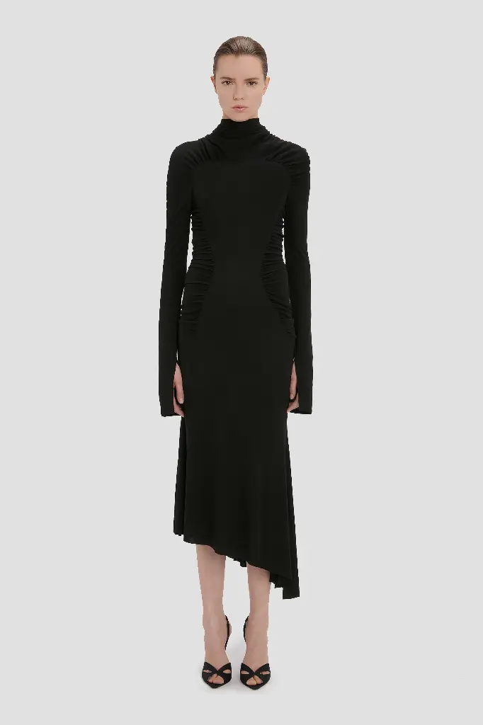 High Neck Midi Dress 