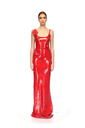 Sequin Gown With 3D Flowers 