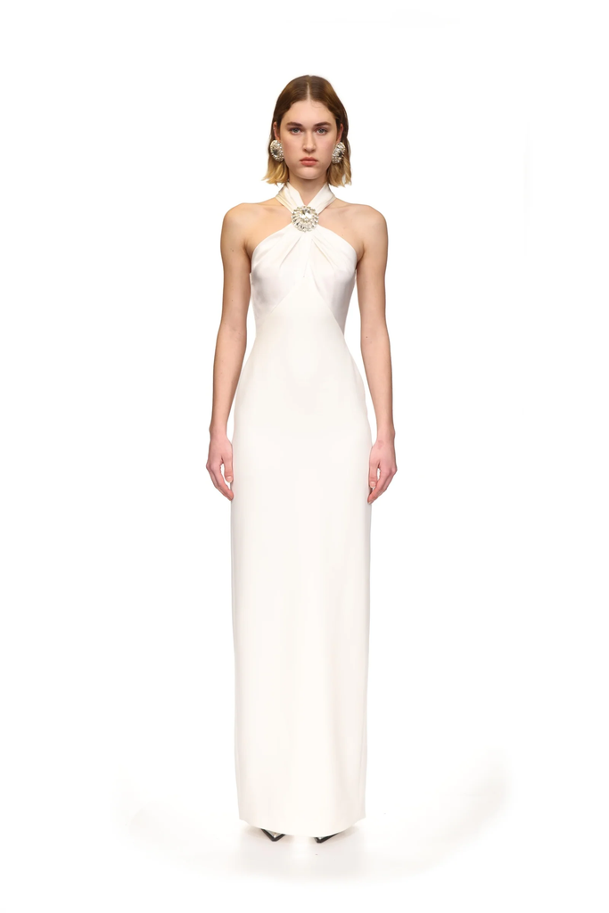 Crystal Pendant Halterneck Gown