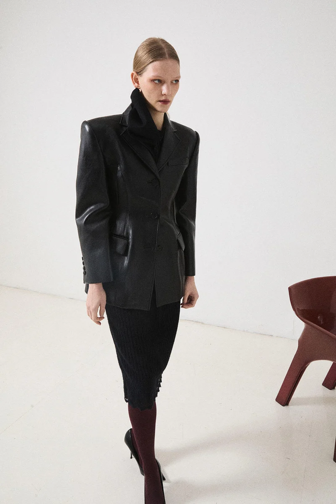 Faux Leather Blazer 