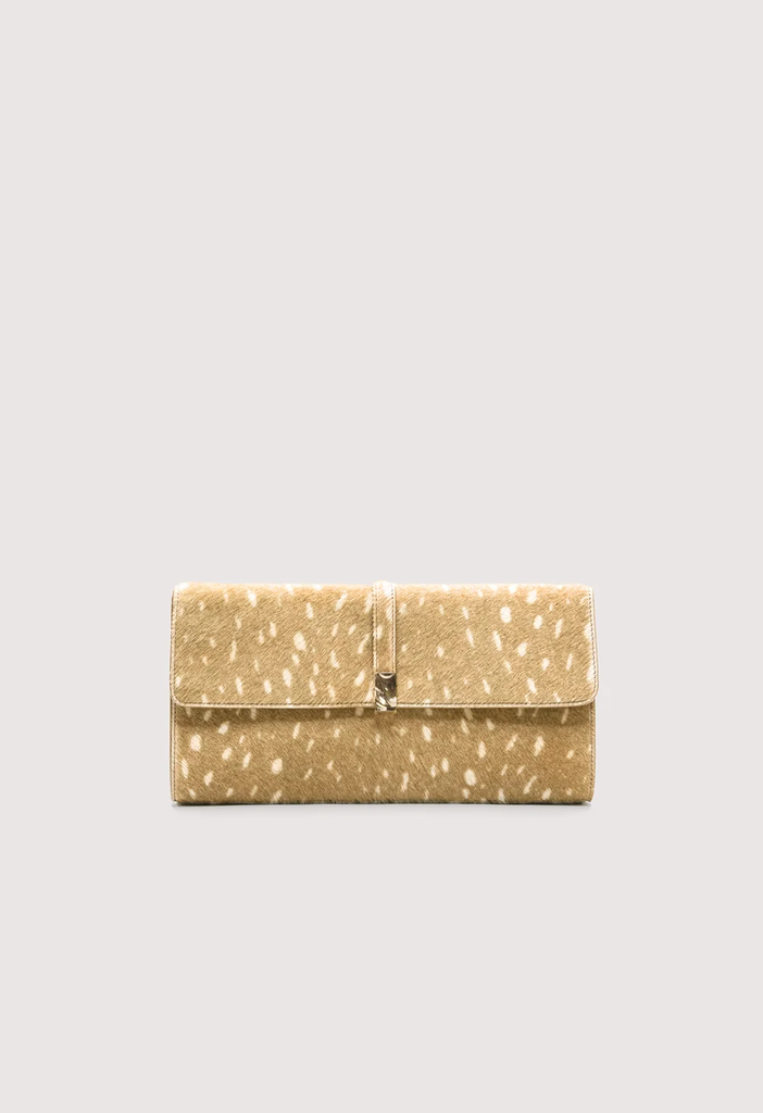 PIPER Deer Print Pony Effect Leather Clutch