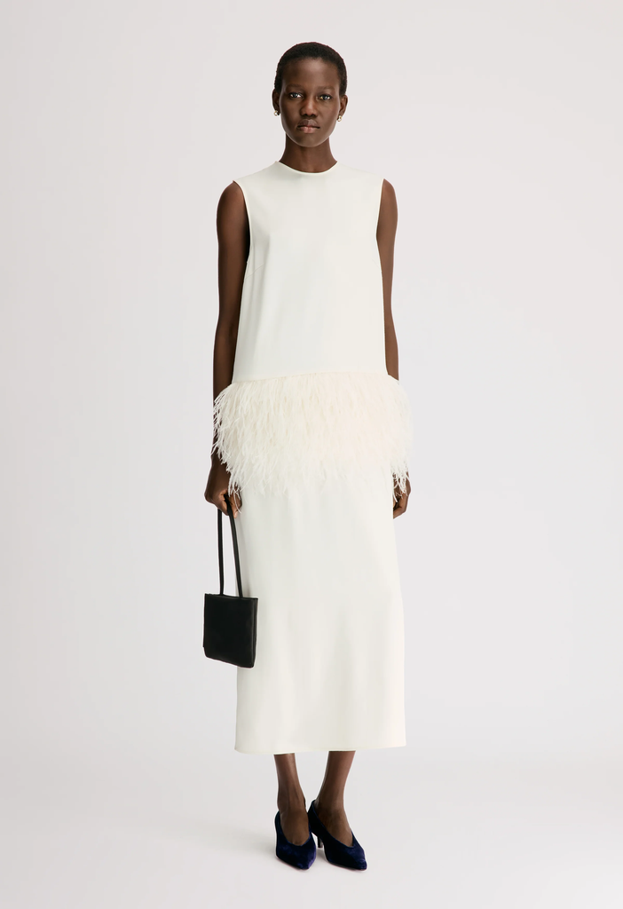 SONIA Dress With Ostrich Feathers Detail