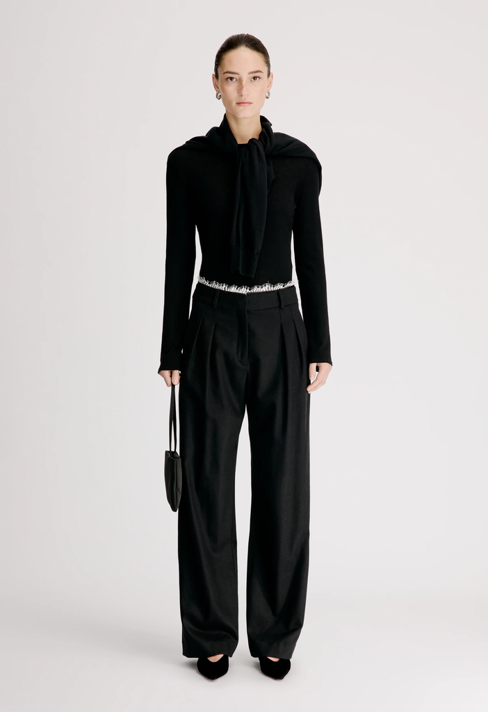 SAUL Lace Trim Pleated Trousers