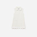 Cream Knit Flower Trim Dress