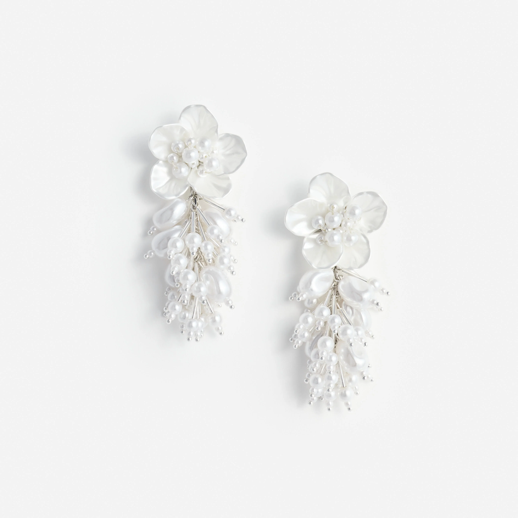 Pearl Flower Beaded Cluster Earring