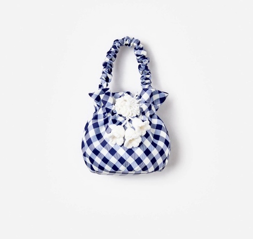 [102571] Navy Gingham Taffeta Bag