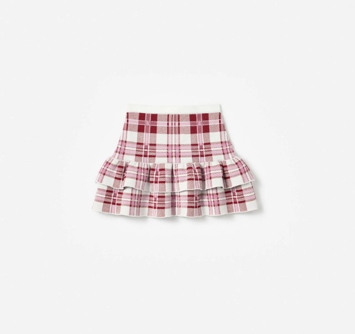 [102582] Burgundy Check Knit Skirt