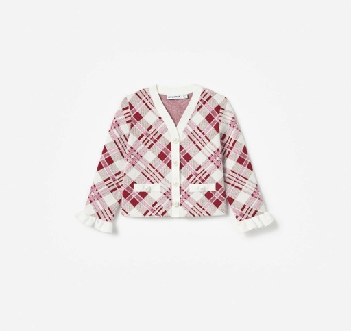 [102586] Burgundy Check Cardigan