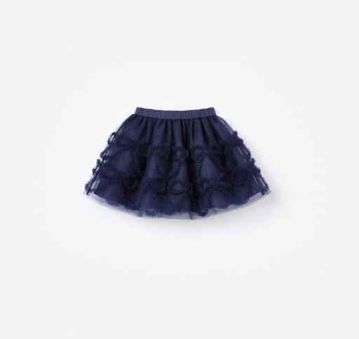 [102590] Navy Tulle Bow Skirt