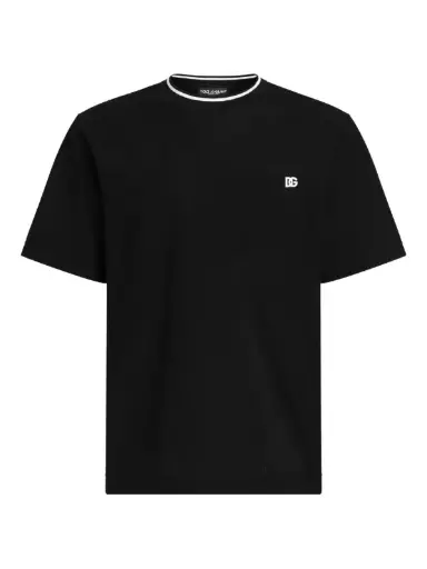 [103276] Cotton Black Pique T-shirt