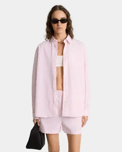 [103317] Eden Script Oversized Shirt Pink