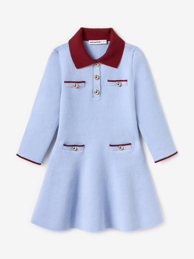 [103558] Blue Flat Knit Dress