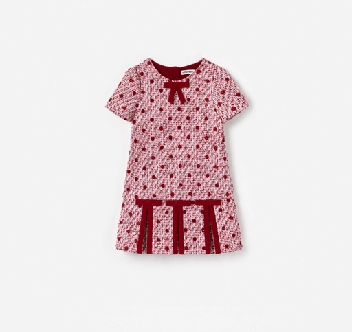 [103559] Burgundy Polka Dot Boucle Dress
