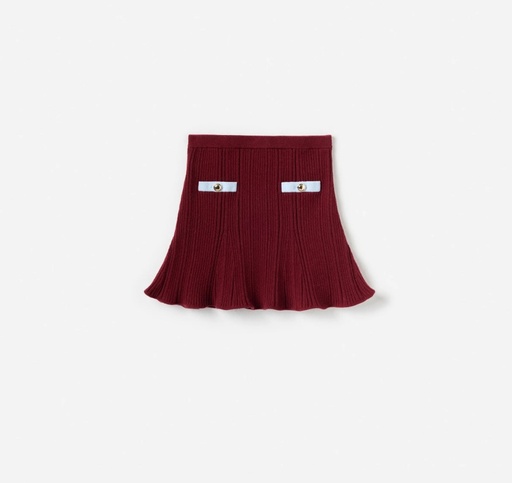 [103566] Burgundy Ribbed Knit Skirt