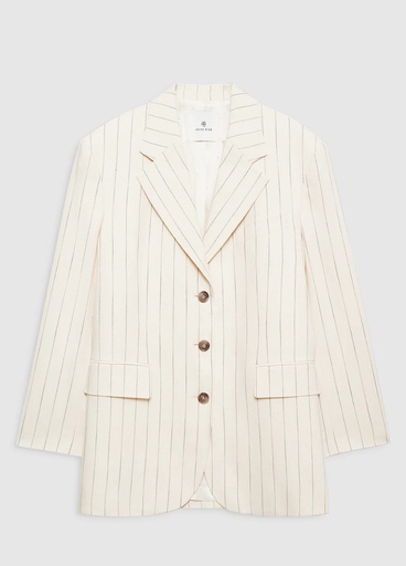 [103812] Sara Blazer -Cream And Black Stripe 