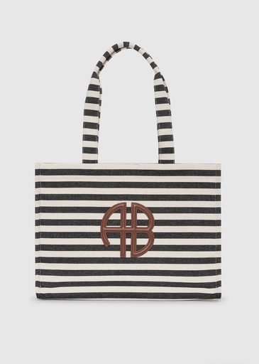 [103920] Lara Tote - Black and Natural Stripe