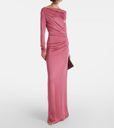 [103988] Off Shoulder Draped Grown