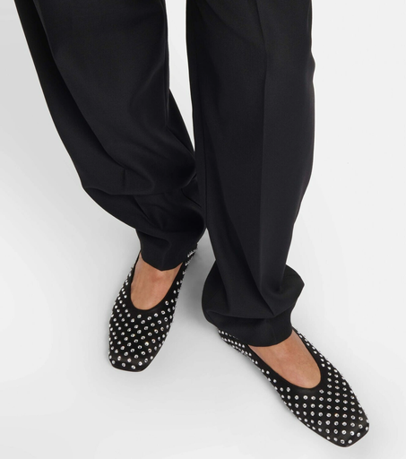 [104071] Ballet flats Satin Black Crystals