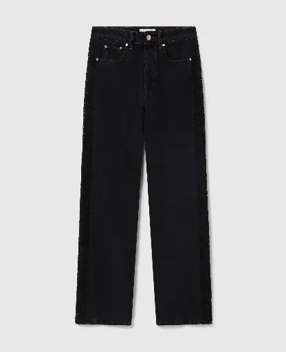 [104078] Black Denim Lace Jeans