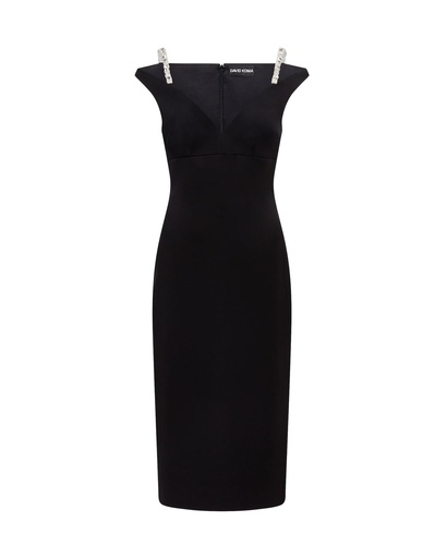 [104104] Crystal Strap Detail Midi Dress