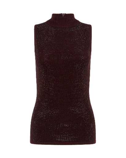 [104115] Rhinestone Embroidered Cashmere Blend Top