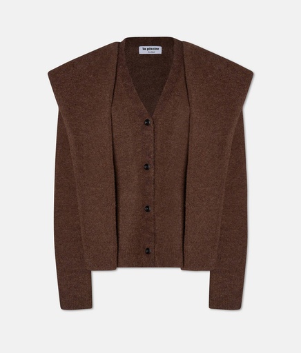 [104340] Knit Cardigan Double Cardigan Brown