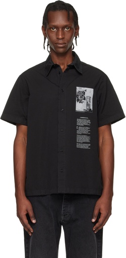 [104573] Emblem Popl Slim Bowling Shir Black - White