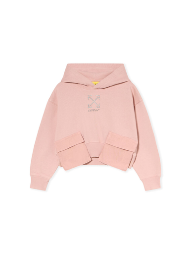 [104645] ARROW STUDS CARGO CROP HOODIE ROSE PINK