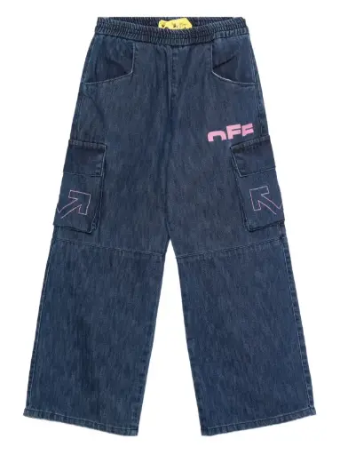 [104662] TYPE LOGO DENIM PANT INDIGO - FUCHSIA