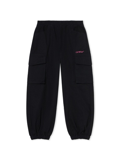 [104668] BOOKISH DIAG CARGO PANT BLACK - FUCHSIA