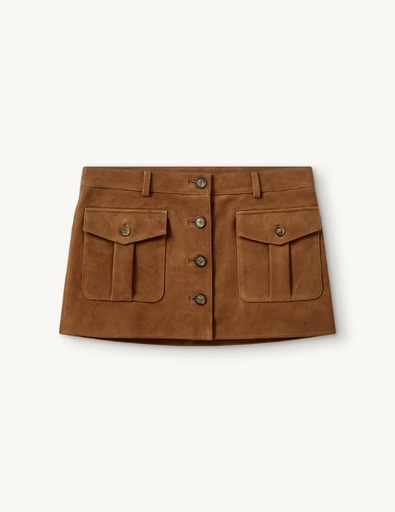 [107806] Suede Mini Skirt