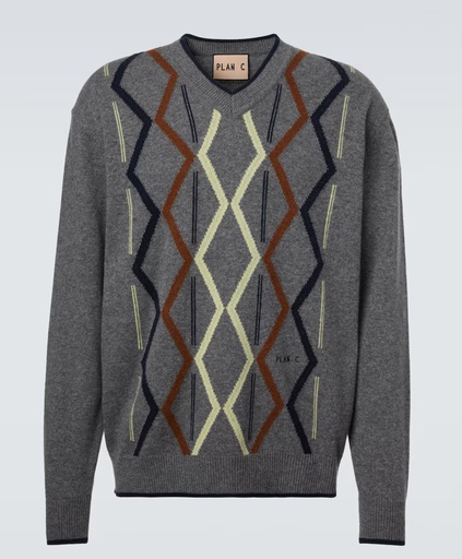 [108495] L/S Intarsia Turtle Neck Knit Plan C