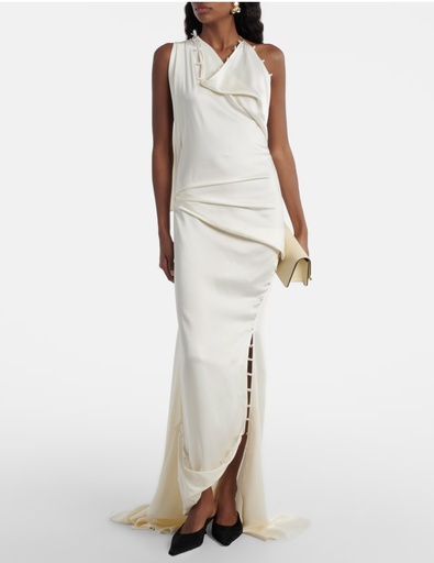 [108538] Rouleaux Detail Sleeveless Dress