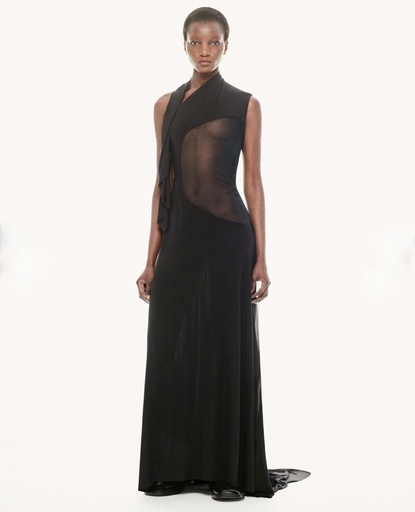 [108541] Sleeveless Draped Panel Dress