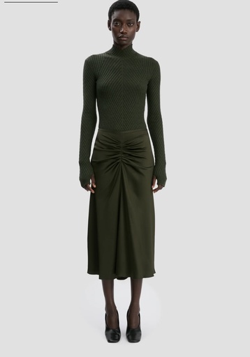 [108555] Gather Waist Midi Skirt
