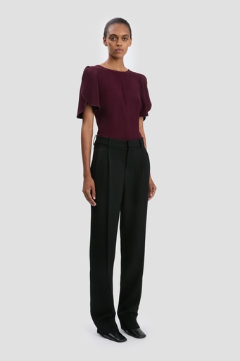[108564] Drop - Waist Straight Leg Trousers