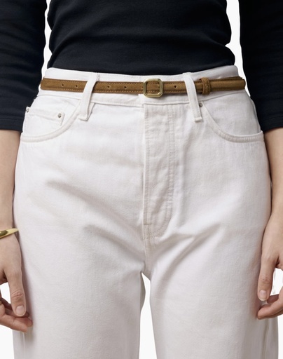 [108717] The Georgia Slim Belt Gold Maple Brown Suede 