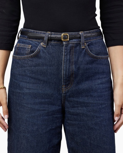 [108721] The Georgia Slim Belt Gold Solid Black