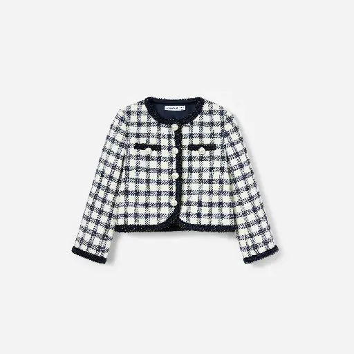 [108727] Navy Check Boucle Jacket 