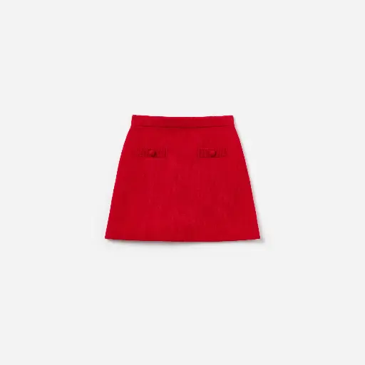 [108756] Red Flower Trim Skirt