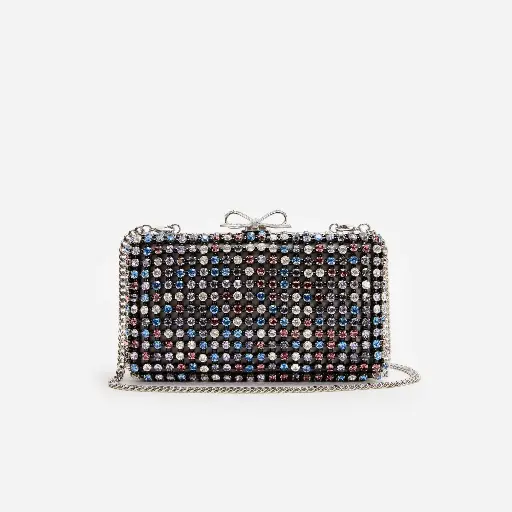[108766] Multi Crystal Chainmail Clutch