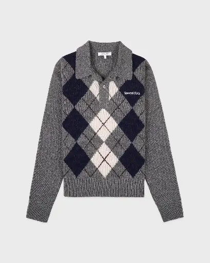 [109170] Serif Logo Argyle Cashmere Polo