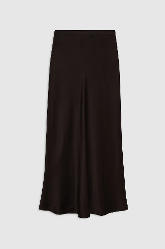 [109263] BAR SILK SKIRT - DEEP BROWN