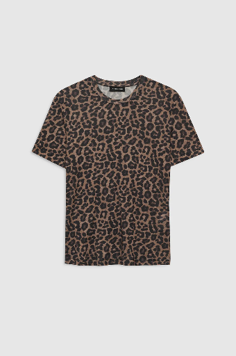[109279] AVI TEE - BLACK AND BROWN LEOPARD